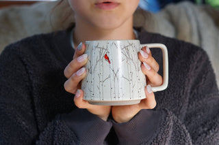 Aspen Trees with Cardinal Stoneware Mug