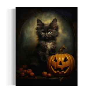 Black Cat and Jack O' Lantern Pumpkin Wall Art 28RD