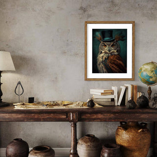 Gentleman Owl Vintage Portrait Wall Art AXS58