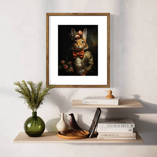 Victorian Rabbit With Pink Flowers  Wall Art 17AS