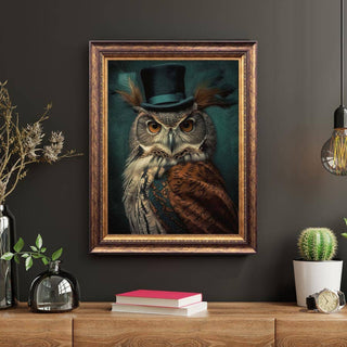 Gentleman Owl Vintage Portrait Wall Art AXS58