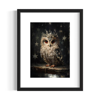 Owl In Antique Star Crown Vintage Portrait   Wall Art 47AS