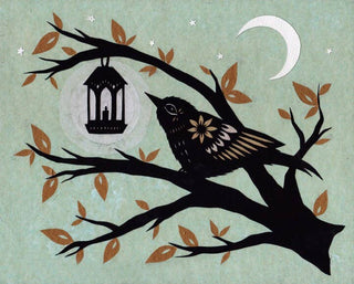 Waiting By Lamplight - 8 x 10 inch Cut Paper Art Print