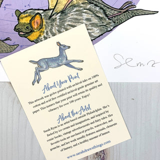 Starry Bats - North American Native Bats - Archival Print: Lilac / 8x8"