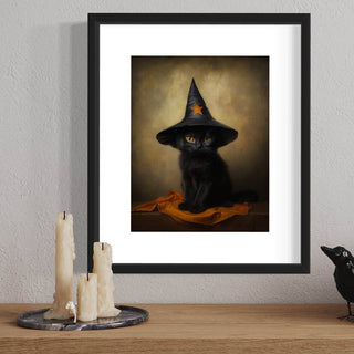 Black Cat with Star Witch Hat Wall Decor 30AS