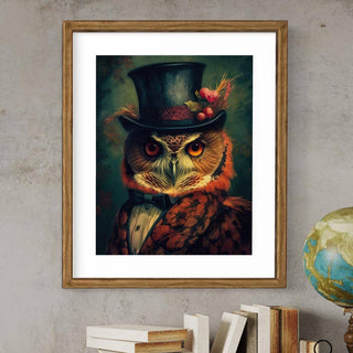 Gentleman Red Owl Vintage Portrait Wall Art AXS56