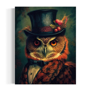 Gentleman Red Owl Vintage Portrait Wall Art AXS56