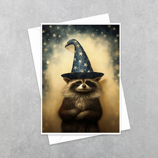 Magic Raccoon in Wizard Hat Greeting Card 4AS
