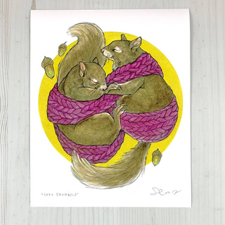 Cozy Squirrels - 8x10" Archival Print