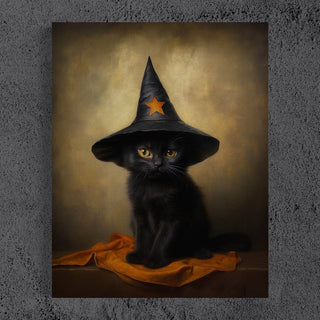Black Cat with Star Witch Hat Wall Decor 30AS
