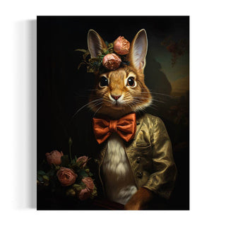 Victorian Rabbit With Pink Flowers  Wall Art 17AS