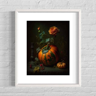 Vintage Pumpkin and Flowers Wall Art RD319