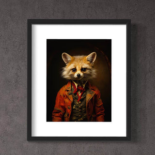 Victorian Fox Wearing a Suit Painting Wall Art 3AS