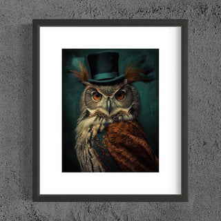 Gentleman Owl Vintage Portrait Wall Art AXS58