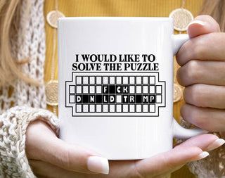 Solve The Puzzle F*ck Trump - Funny Anti-Trump Coffee Mug  : 11oz White