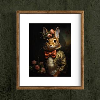 Victorian Rabbit With Pink Flowers  Wall Art 17AS