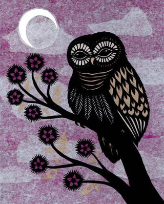 Owl At Dusk - 8 x 10 inch Cut Paper Art Print
