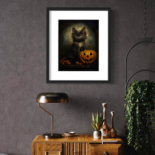 Black Cat and Jack O' Lantern Pumpkin Wall Art 28RD