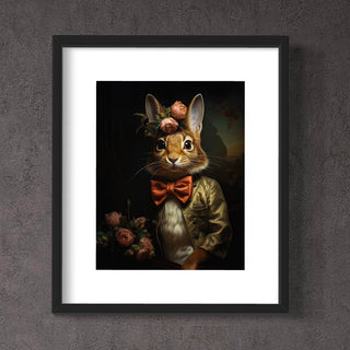 Victorian Rabbit With Pink Flowers  Wall Art 17AS