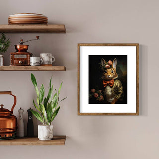 Victorian Rabbit With Pink Flowers  Wall Art 17AS