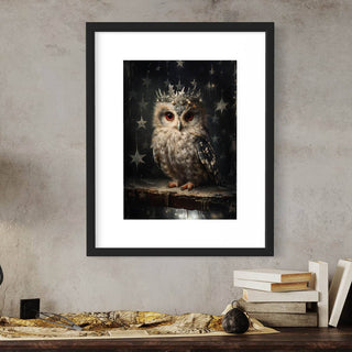 Owl In Antique Star Crown Vintage Portrait   Wall Art 47AS