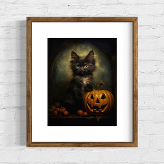 Black Cat and Jack O' Lantern Pumpkin Wall Art 28RD