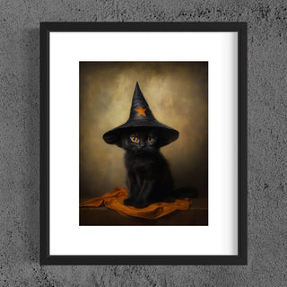 Black Cat with Star Witch Hat Wall Decor 30AS