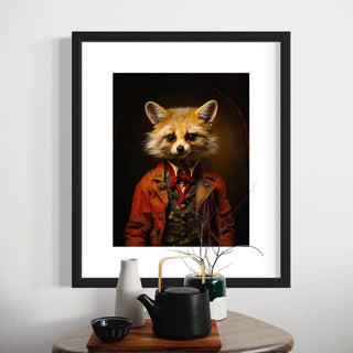 Victorian Fox Wearing a Suit Painting Wall Art 3AS