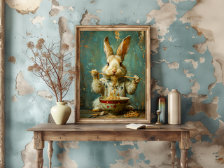 Rabbit Eating Ramen Noodles Wall Decor  114AS