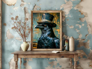 Victorian Crow Painting Wall Decor 83AS