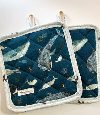 Whale Tales Cork and Cotton Potholder (no pocket)