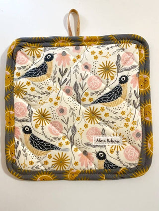 Songbird Cork and Cotton Potholder (no pocket)